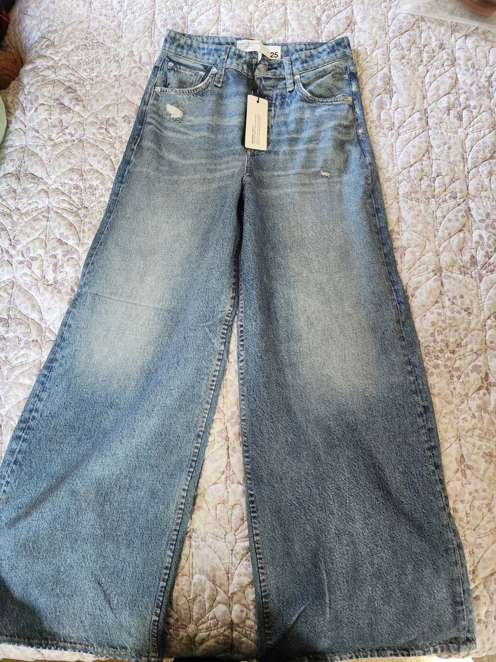 rag & bone Light Blue Wide Leg Jeans